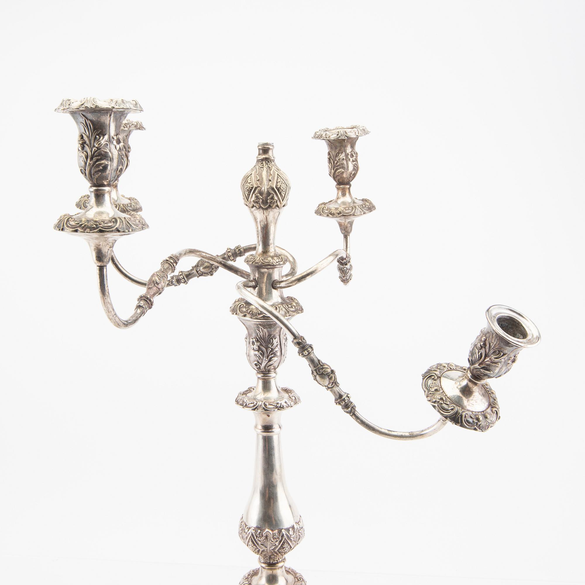 A pair of Ne Rococo epns candelabras mid 1800s.
