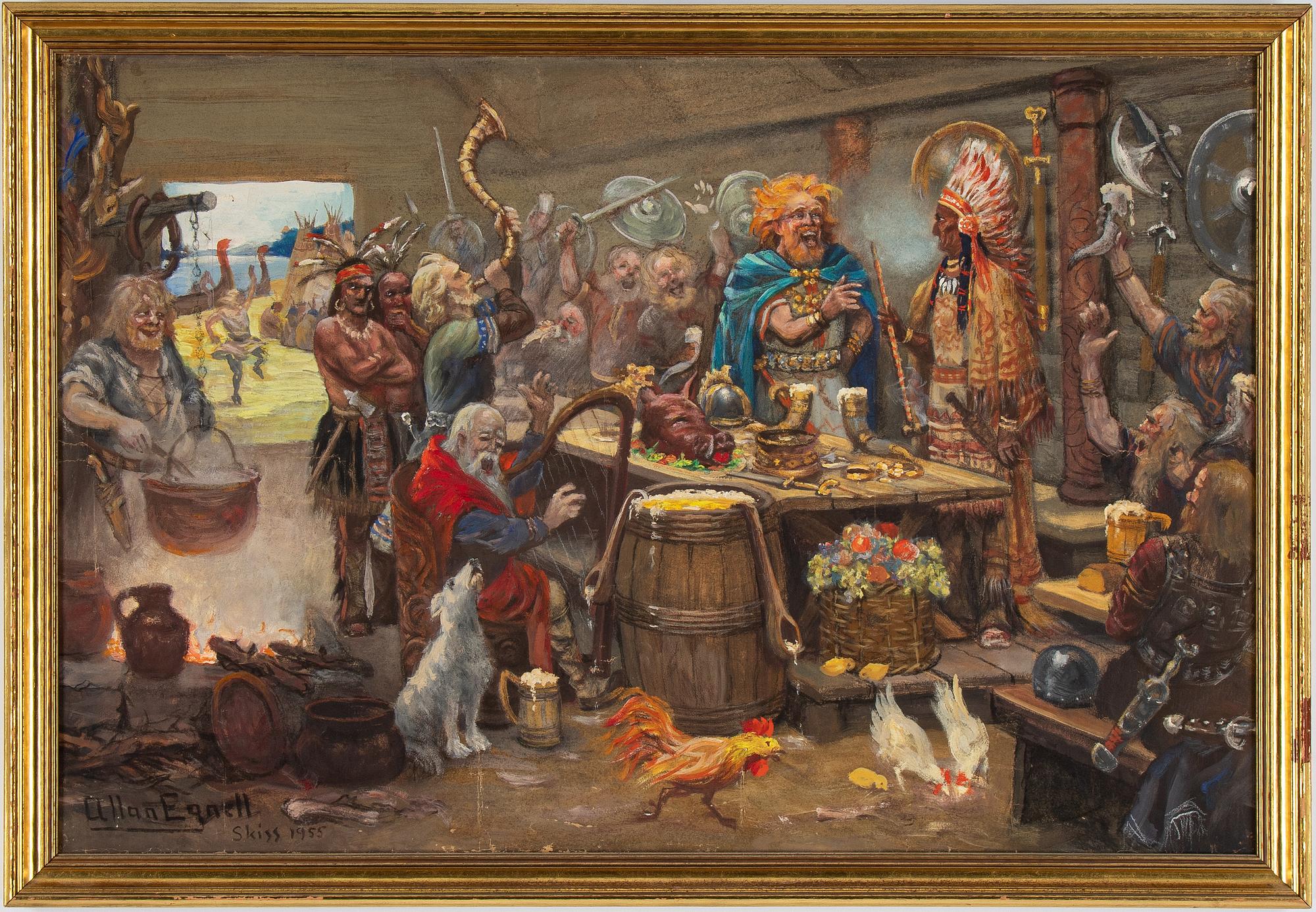 Allan Egnell, mixed media signed and dated 1955.