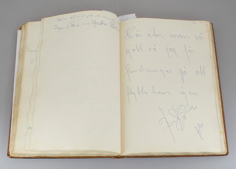 GÄSTBOK MED KÄNDISAUTOGRAFER, Kockska Krogen i Malmö, 1968-92.