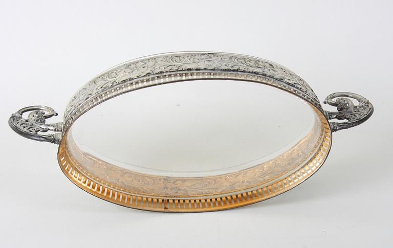 JARDINIERE, jugendstil, glas och metall.