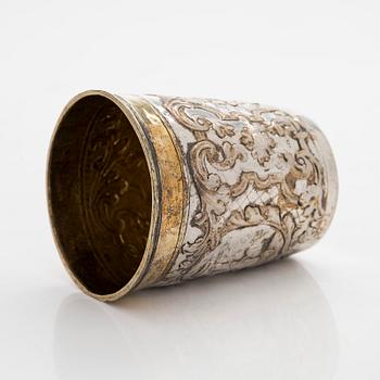A Baroque parcel-gilt silver beaker, presumably by Timofei Silujanov, Moscow 1749.