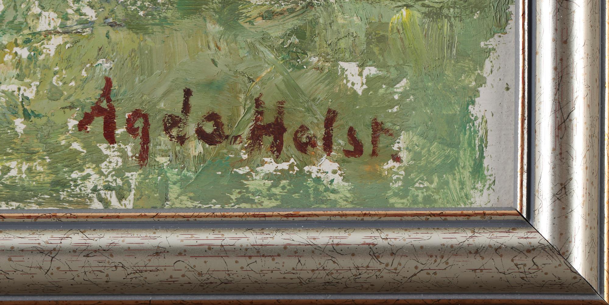 AGDA HOLST, olja på pannå, sign, dat á tergo 1957.