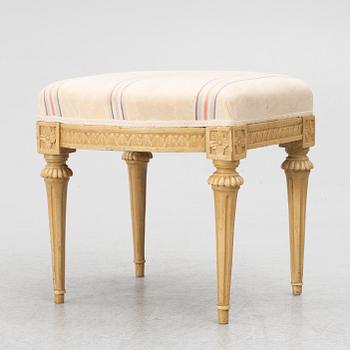 A Gustavian stool by Johan Lindgren (active in Stockholm, Sweden, 1770-1800).