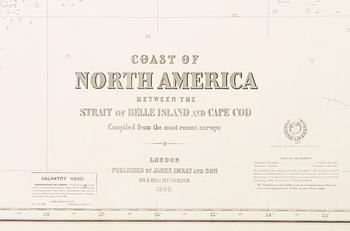 Nautical Chart of the 'Coast of North America between the Strait of Belle Island to Cape Cod', James Imray and Son 1890.