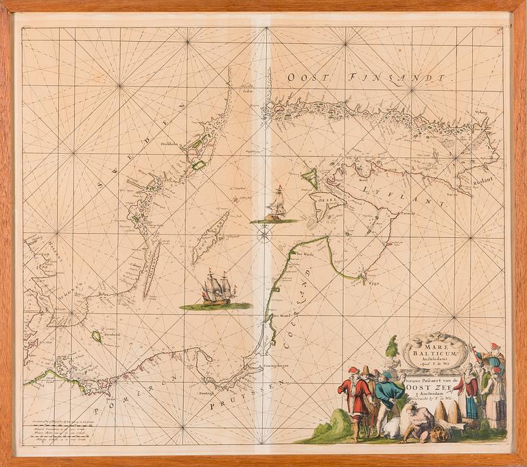 MAP, hand-coloured copper engraving, Frederik de Wit, Amsterdam, 17th century.