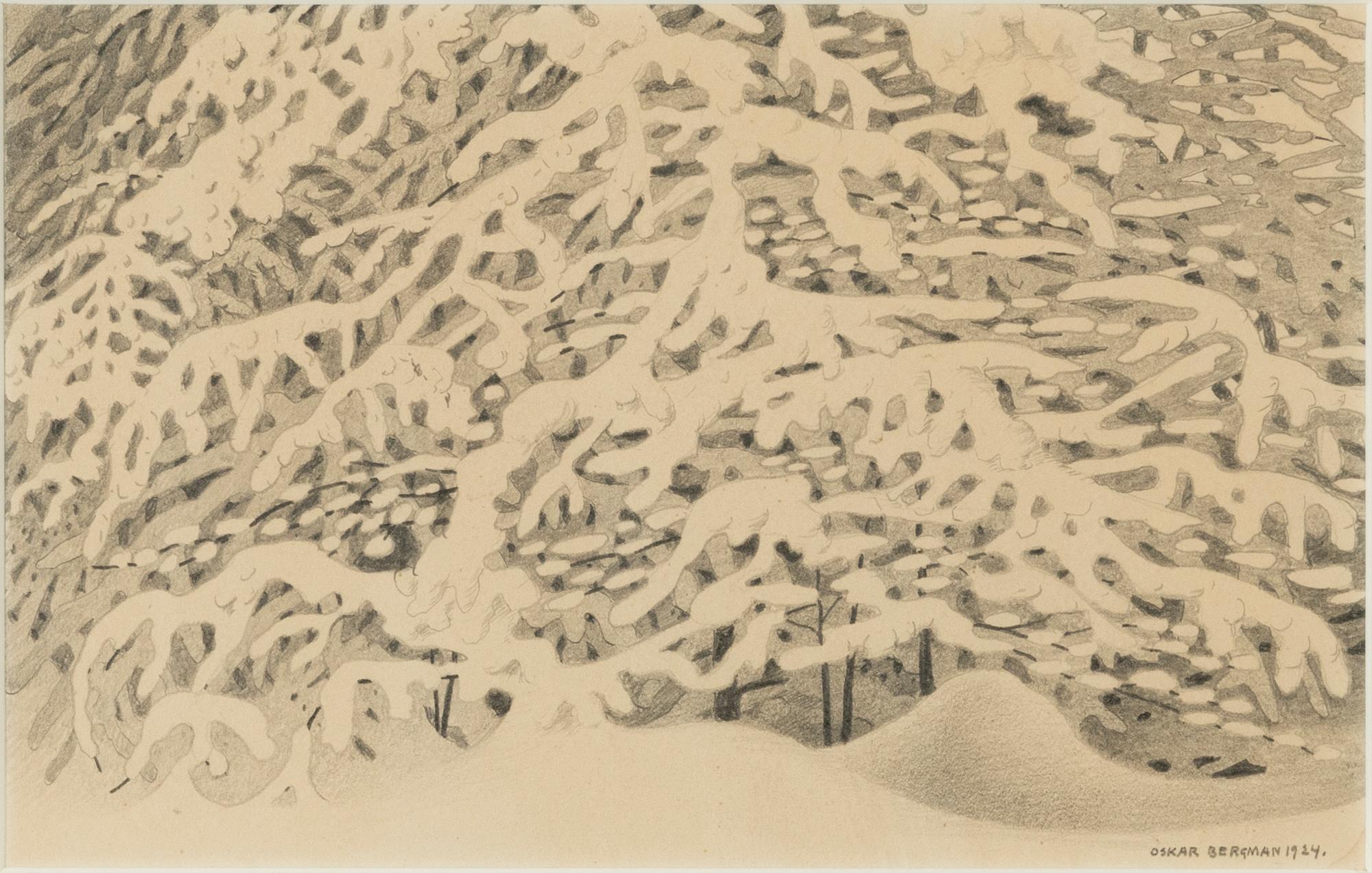 Oskar Bergman, pencil drawaing, signed and dated 1924.