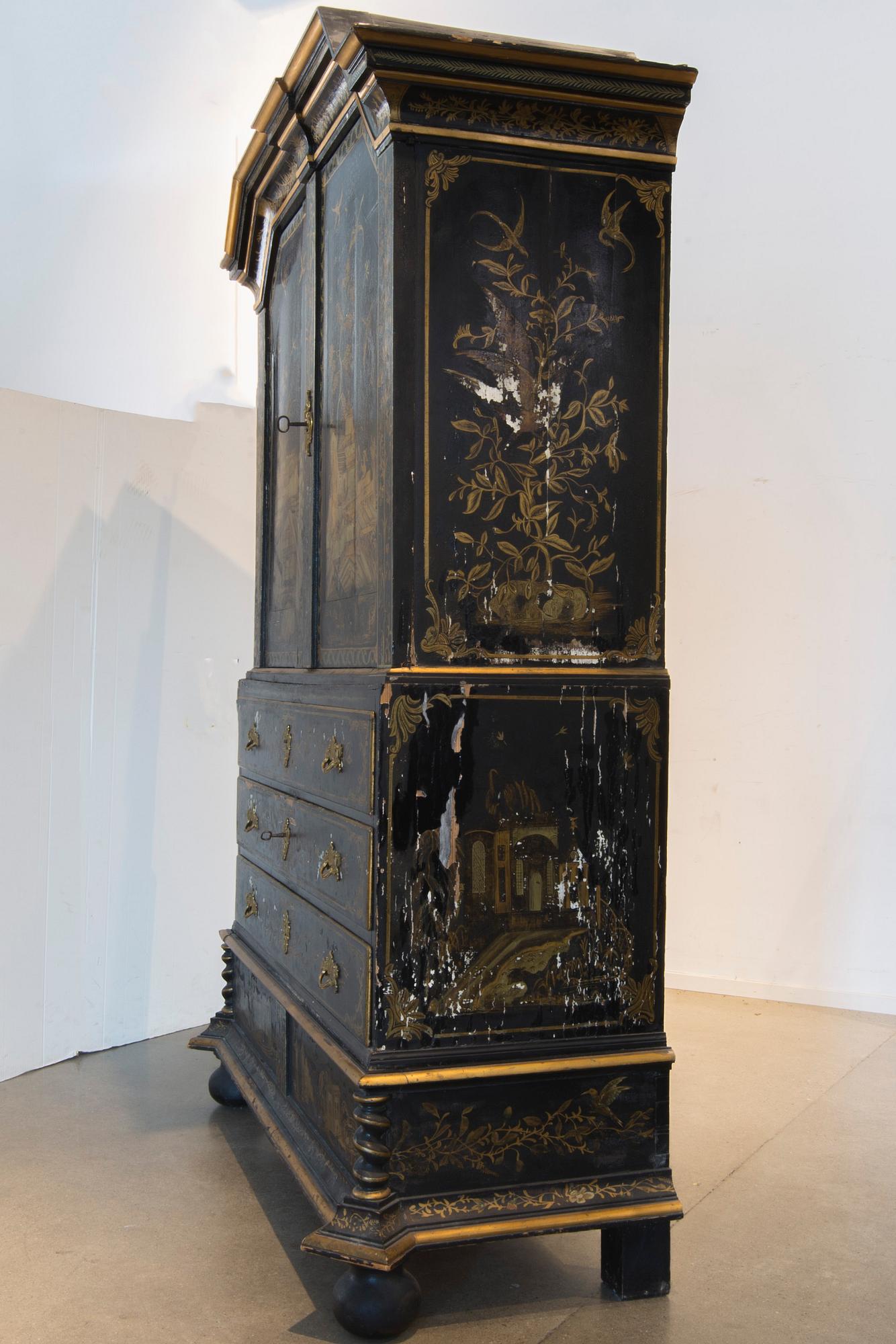 An early 18th century Chinese style cupboard.
