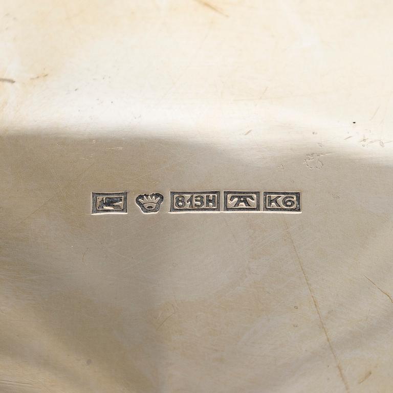 A 20th century silver bowl and six coasters.