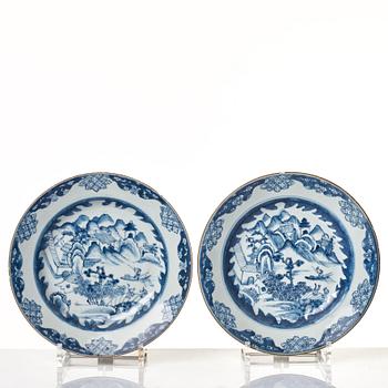 A set of four blue and white plates, Qing dynasty, Qianlong (1736-95).