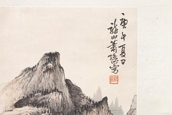 Xiao Sun (1883-1944), scroll painting, Mountanious landscape, China, dated 1930.