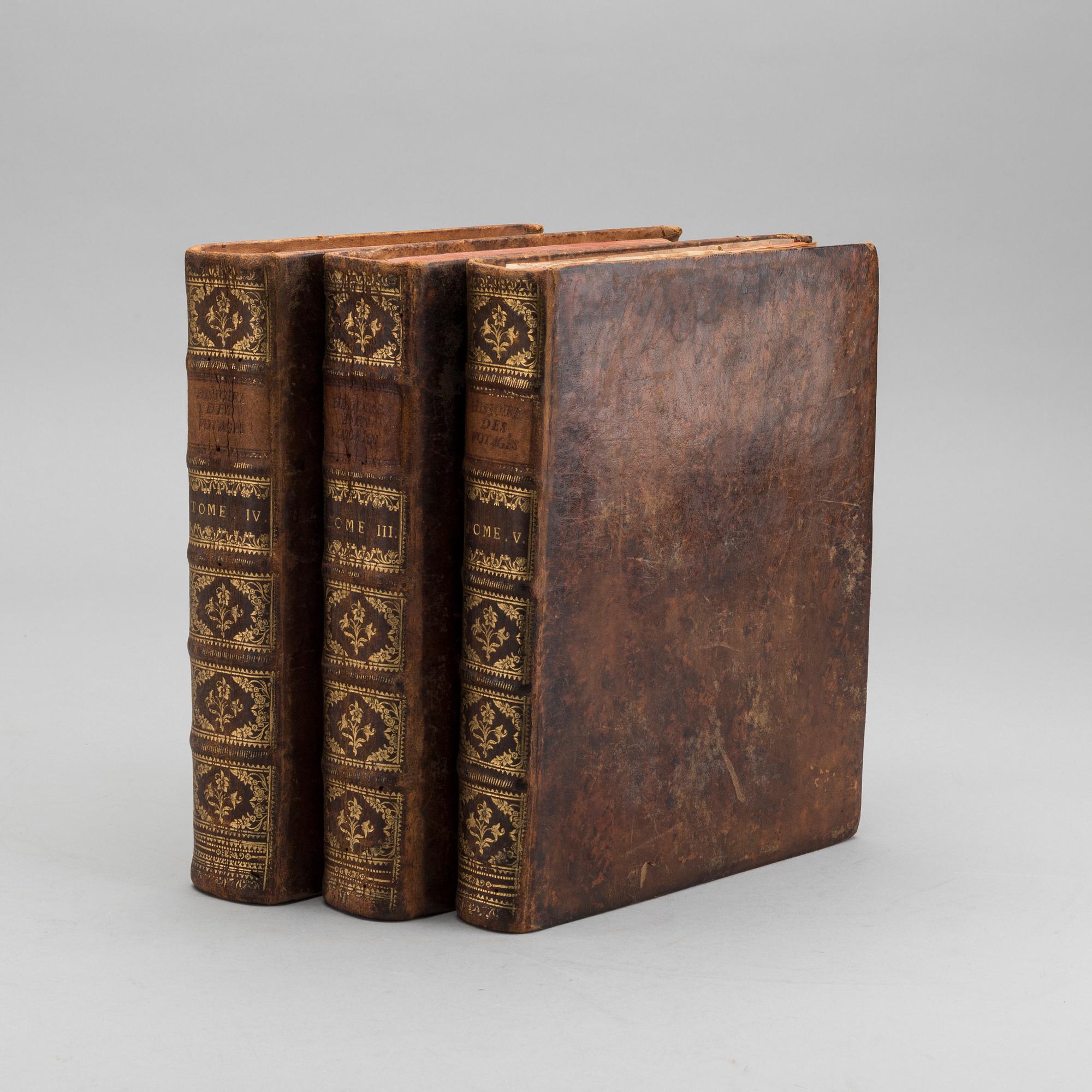 ANTOINE FRANCOIS PREVOST, "HISTORIE GENERALE DES VOYAGES... " 3 vol, utgivare Pierre d' Hondt 1747.
