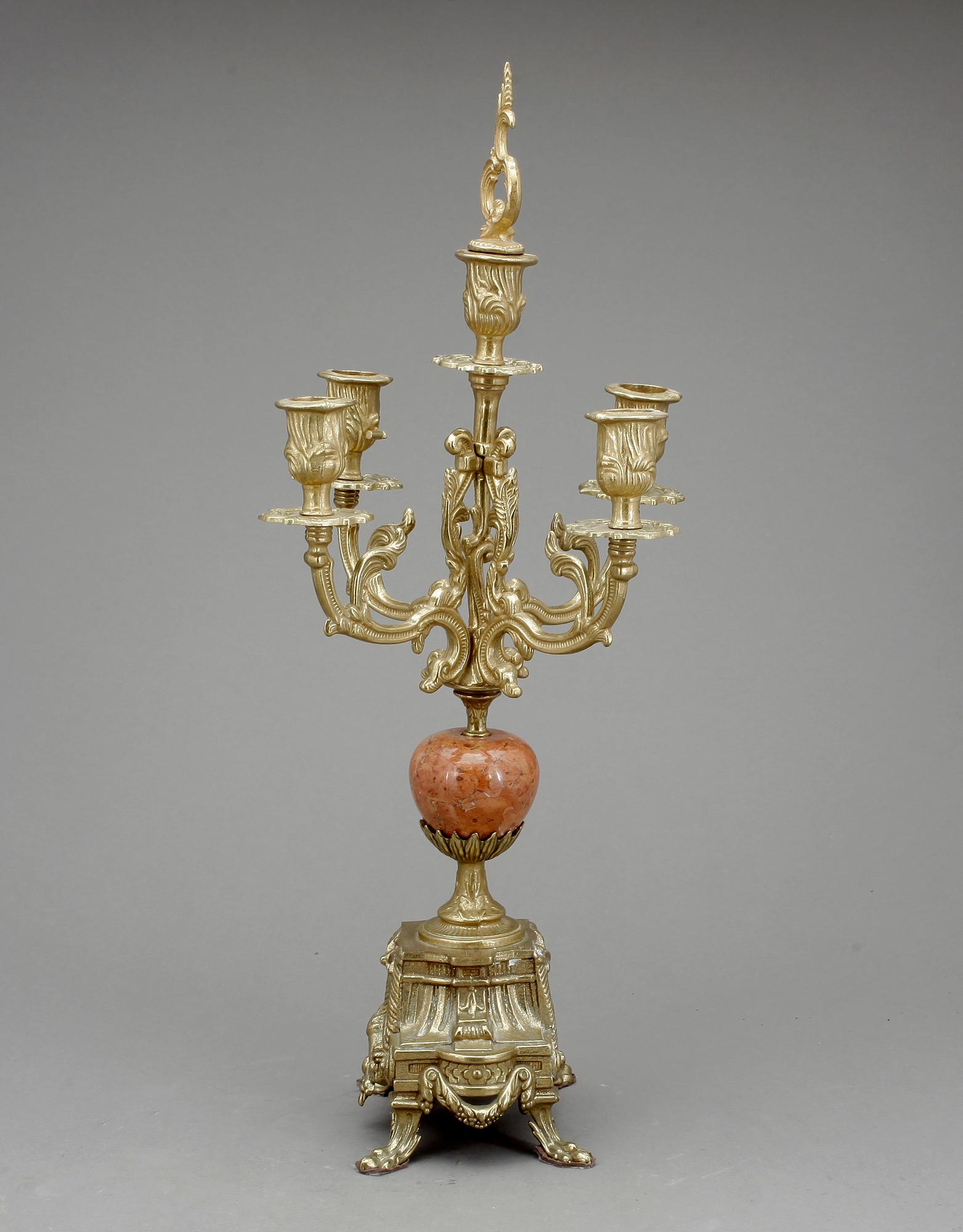 KANDELABER, brons och sten, 1900-talets första hälft.