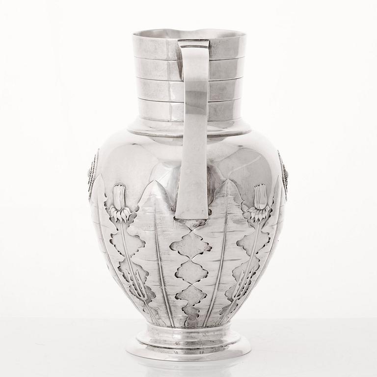 S & M Benzen, an Art Nouveau silver pitcher, Copenhagen 1905.