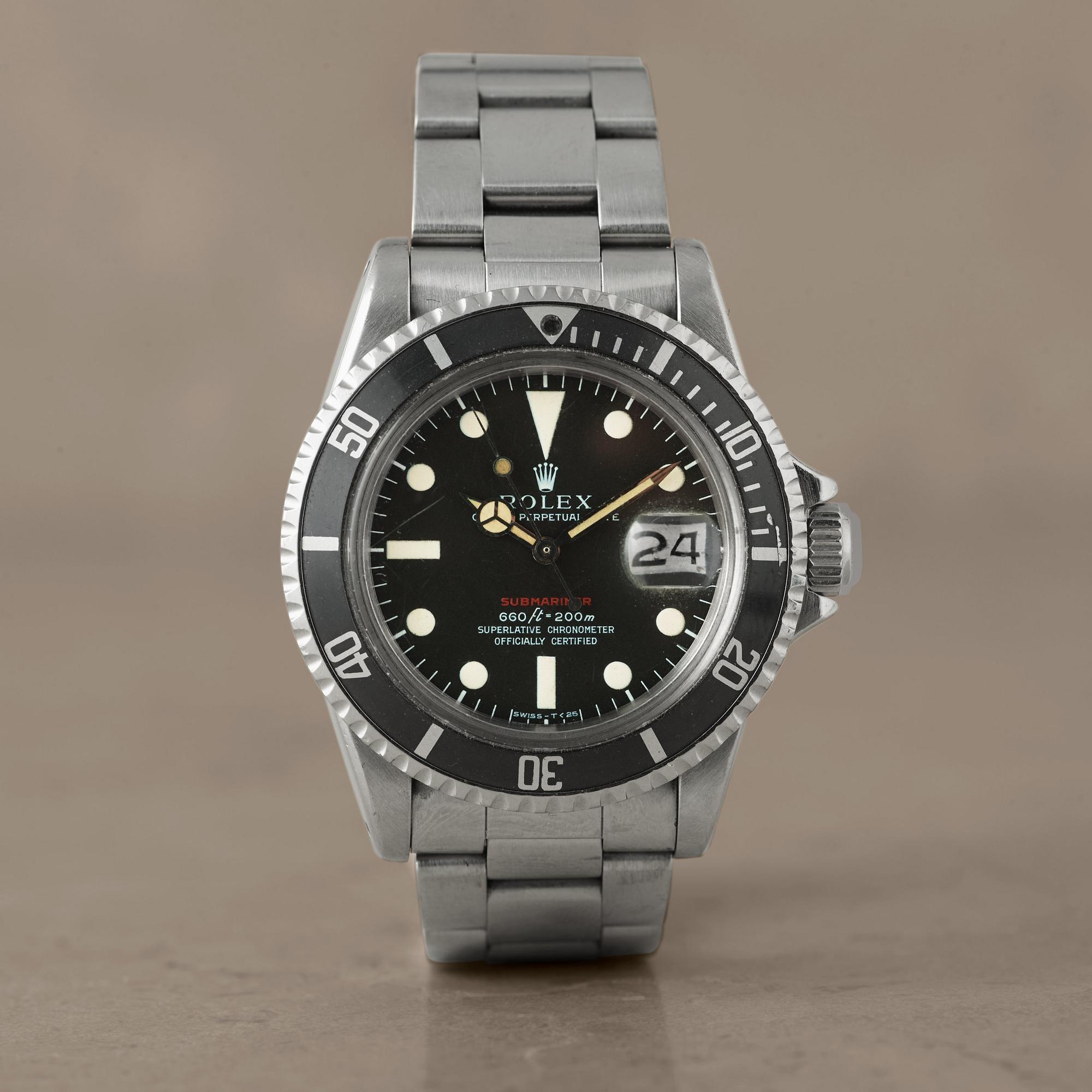 ROLEX Oyster Perpetual Date Submariner 660ft 200m SWISS T 25 Mark IV Chronometer Red text Bukowskis