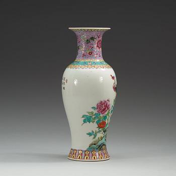 A famille rose vase, China, 20th Century, with Qianlong four character mark.