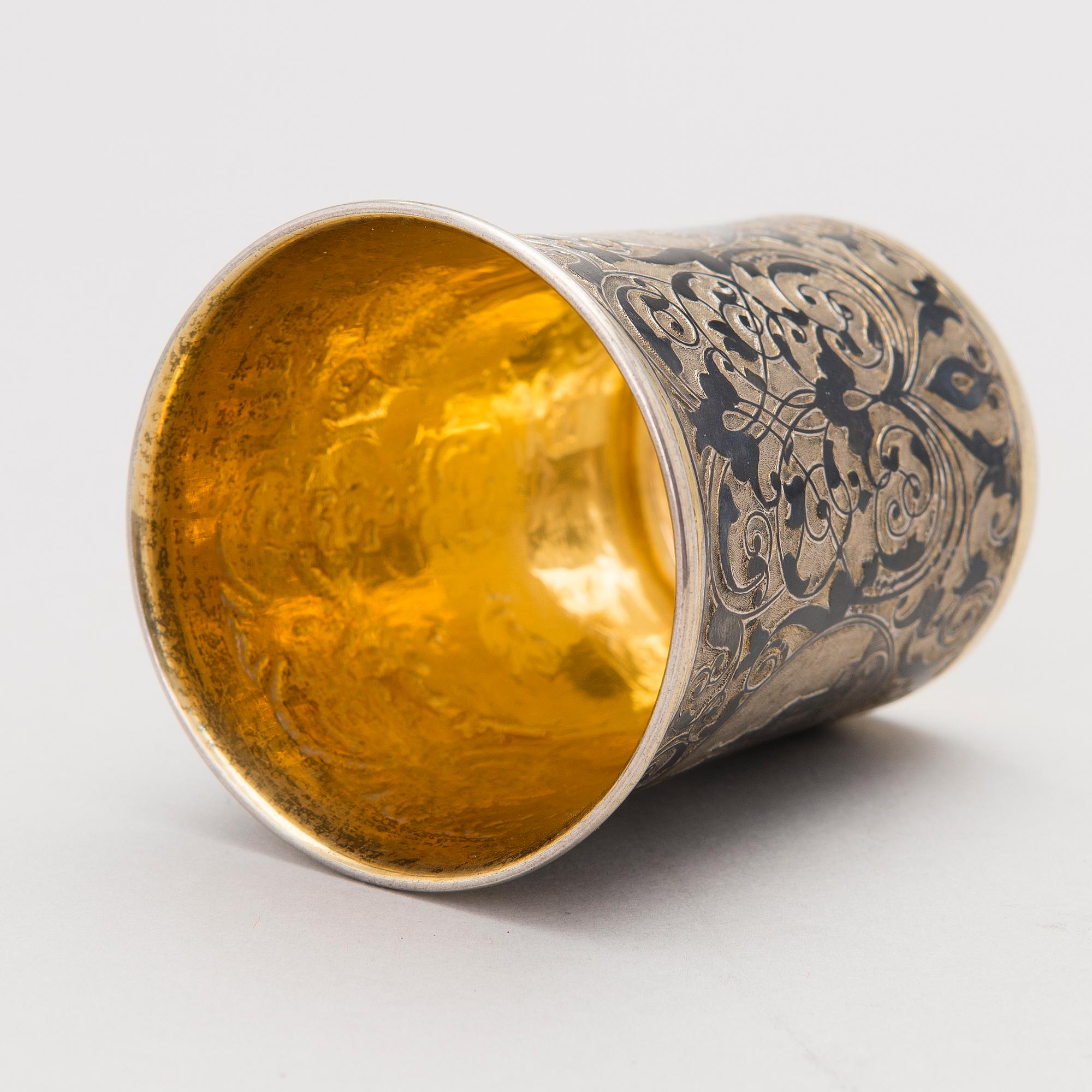 A Russian niello silver beaker, Mid 19th Century.