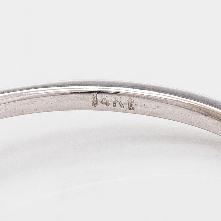 Sormus, briljanttihiottu timantti, 14K valkokulta.