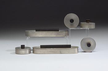 A set of six pewter boxes, Guldsmedsaktiebolaget (GAB), Stockholm 1934.