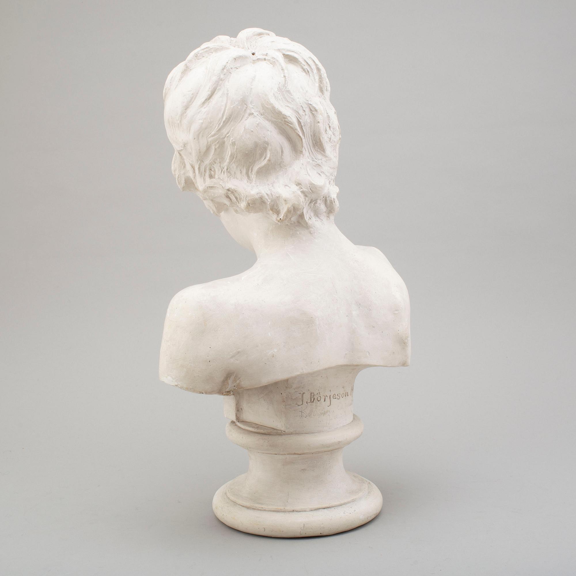 JOHN BÖRJESON, after. A plaster bust of a young boy, signed and dated 1900.