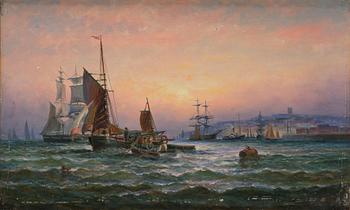 Ships at sunset.