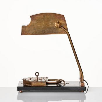An Austrian brass table lamp, Vienna 1928.
