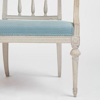 A pair of late Gustavian open armchairs by A. Hellman the Younger (master in Stockholm 1793-1825).