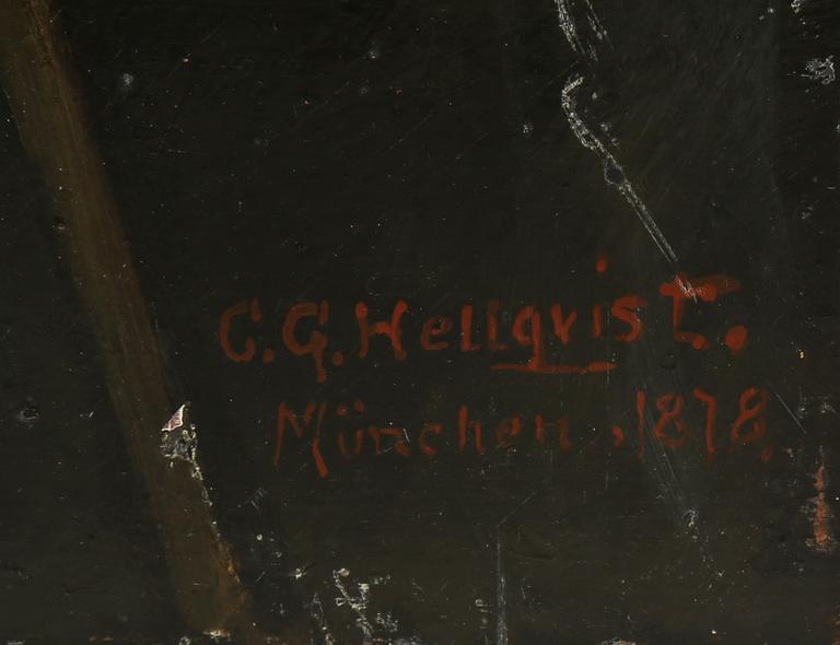 CARL GUSTAF HELLQVIST, olja på pannå, signerad och daterad 1878.