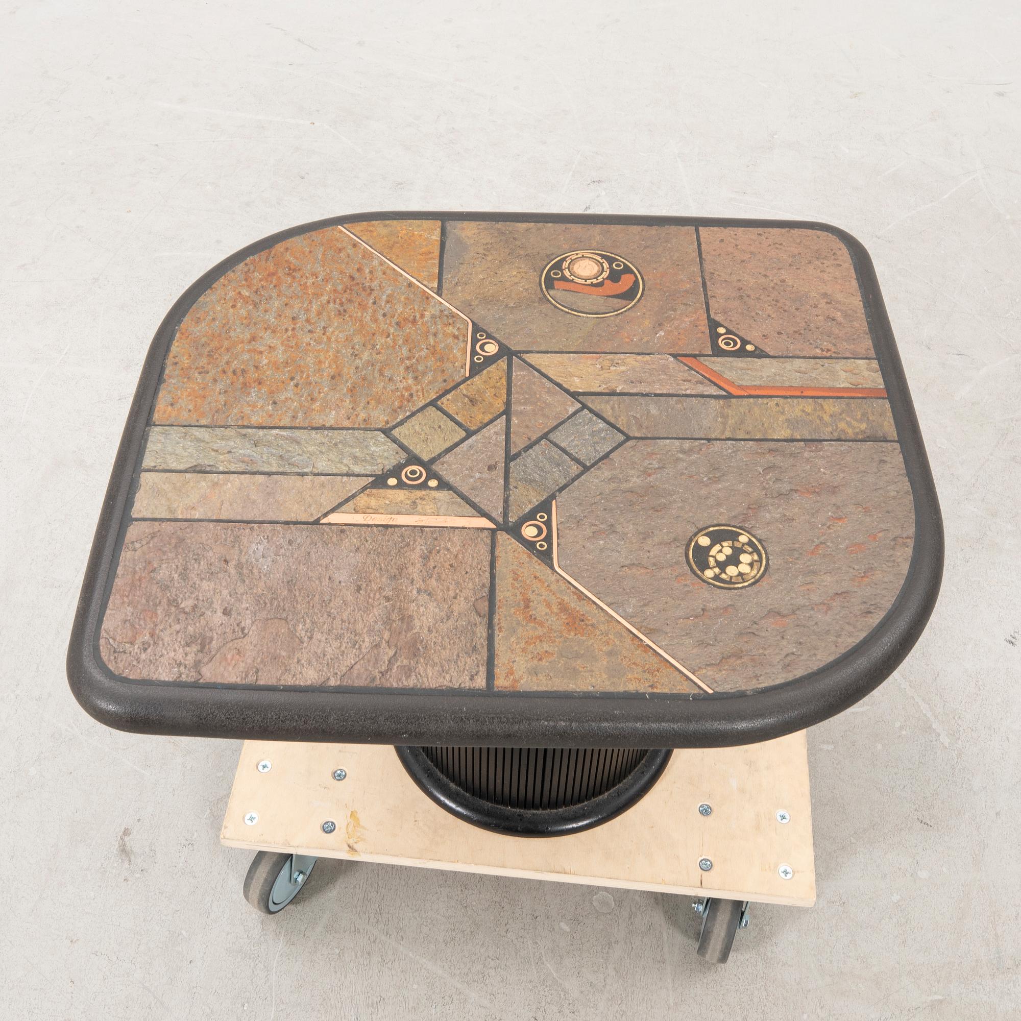 Paul Kingma, a stone coffee table signed 1970s.