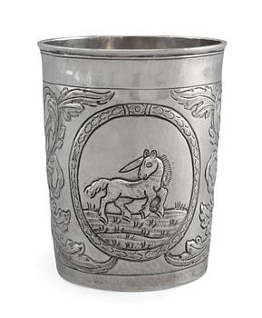 233. A BEAKER, silver. Masters mark worn. Alderman F. Petrov Moscow 1750 s. Weight 88 g.
