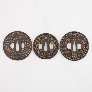 Four Japanese iron Tsubas, Edo.