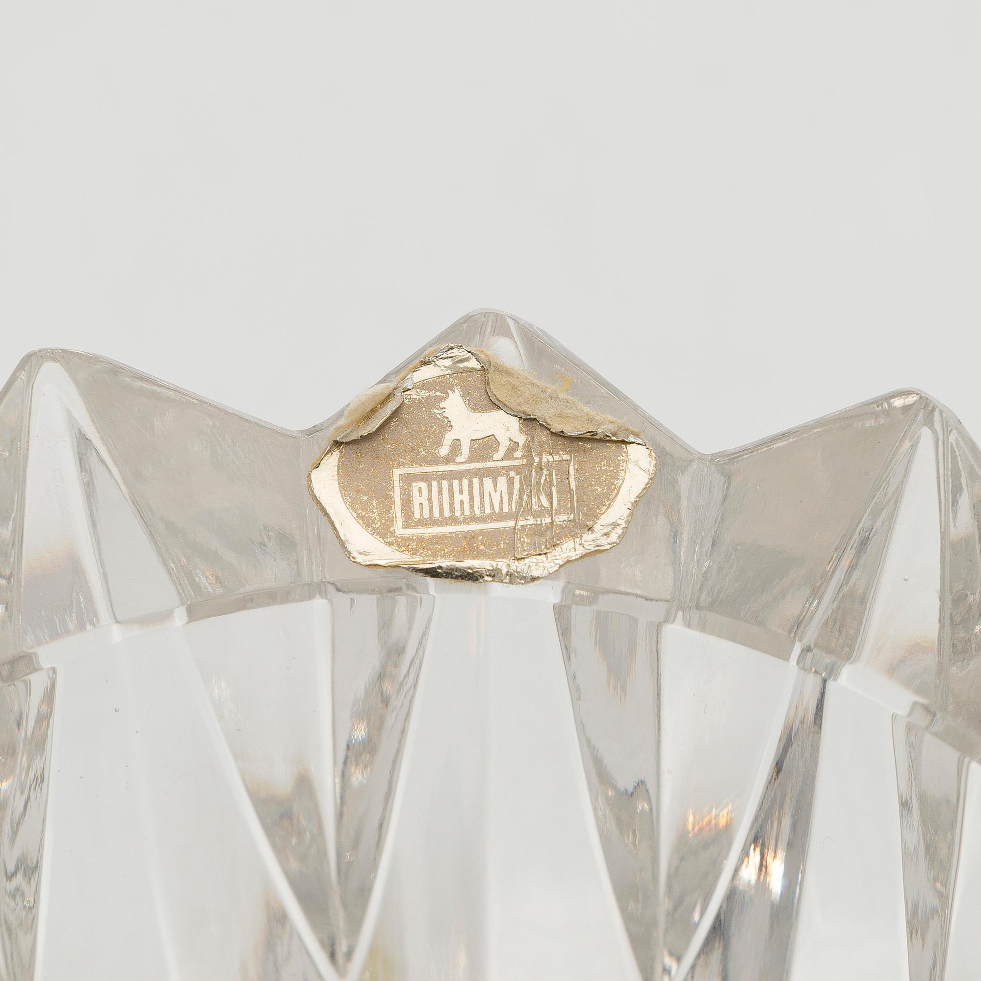 Aimo Okkolin, skål, "Näckros", signerad Aimo Okkolin Riihimäen Lasi Oy.