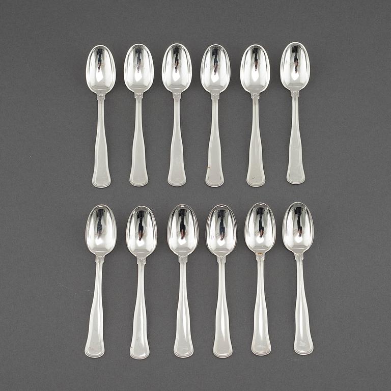 KAFFESKEDAR, 12 st, silver, "Gammal dansk", Cohr, Danmark, 1900-talets andra hälft.