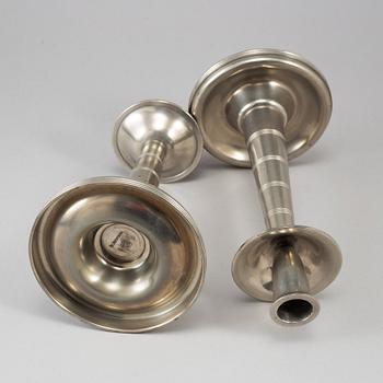 A pair of Swedish 20th century  pewter candlesticks for GAB.