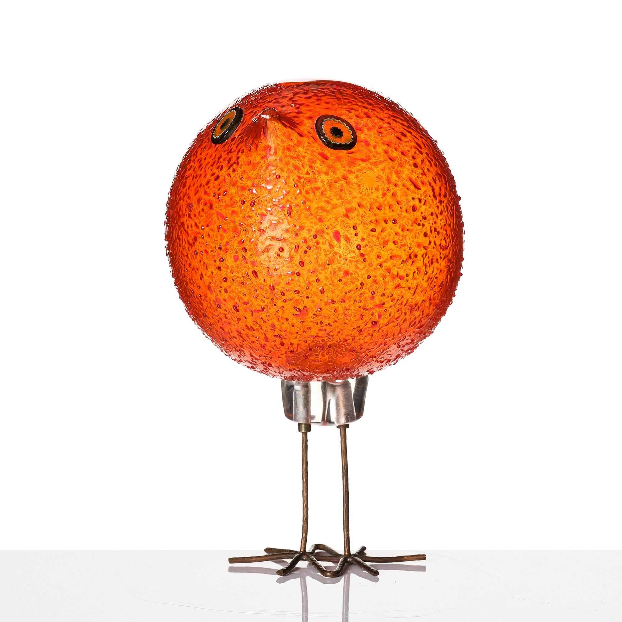 Alessandro Pianon, "Pulcino", skulptur, fågel, Vistosi, Murano, Italien 1960-tal.