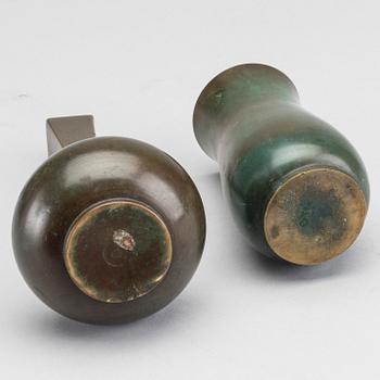 Two bronze vases from GAB in Stockholm, 1930s.
