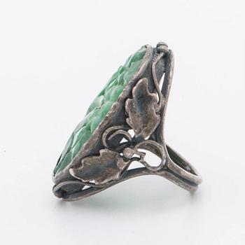 SILVER JEWELLERY, JUGEND; bracelet Bertil Häggströms Guldsmedsaffär Boden, ring and brooch.