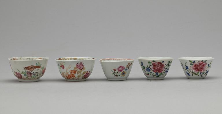 KOPPAR, 5 st samt FAT, 3 st, porslin, Kina, 1700-tal.