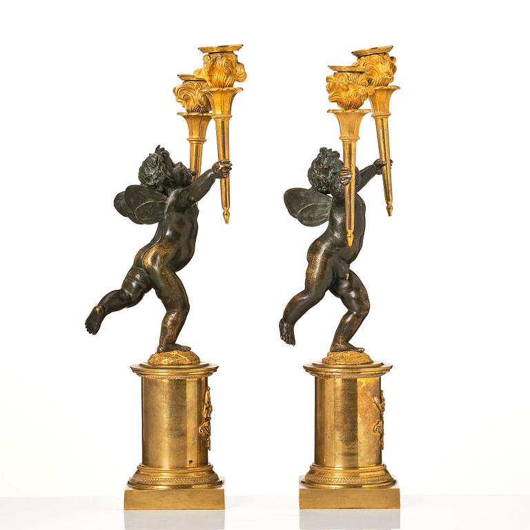 Kandelabrar, ett par, Frankrike ca år 1800, Louis XVI.