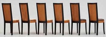 A set of six Axel Einar Hjorth 'Ceylon' chairs, Nordiska Kompaniet, Stockholm 1930.