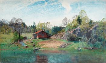 Alfred Thörne, Landscape with lake.