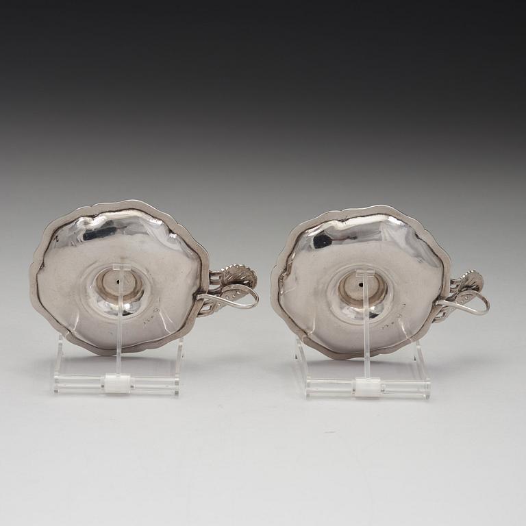 Jonas Yman, nattljusstakar, ett par, silver, Växjö 1783, rokoko.