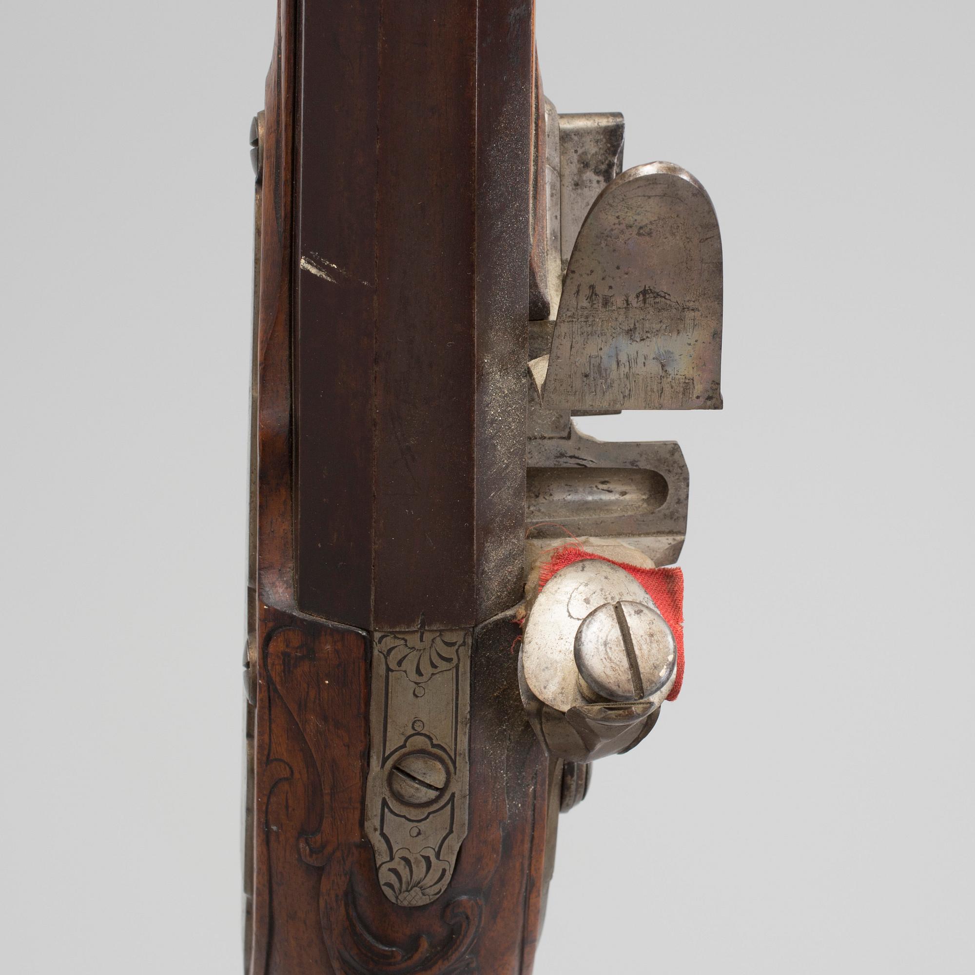 A 18th century flintlock rifle signed Eichstaed, Stralsund.
