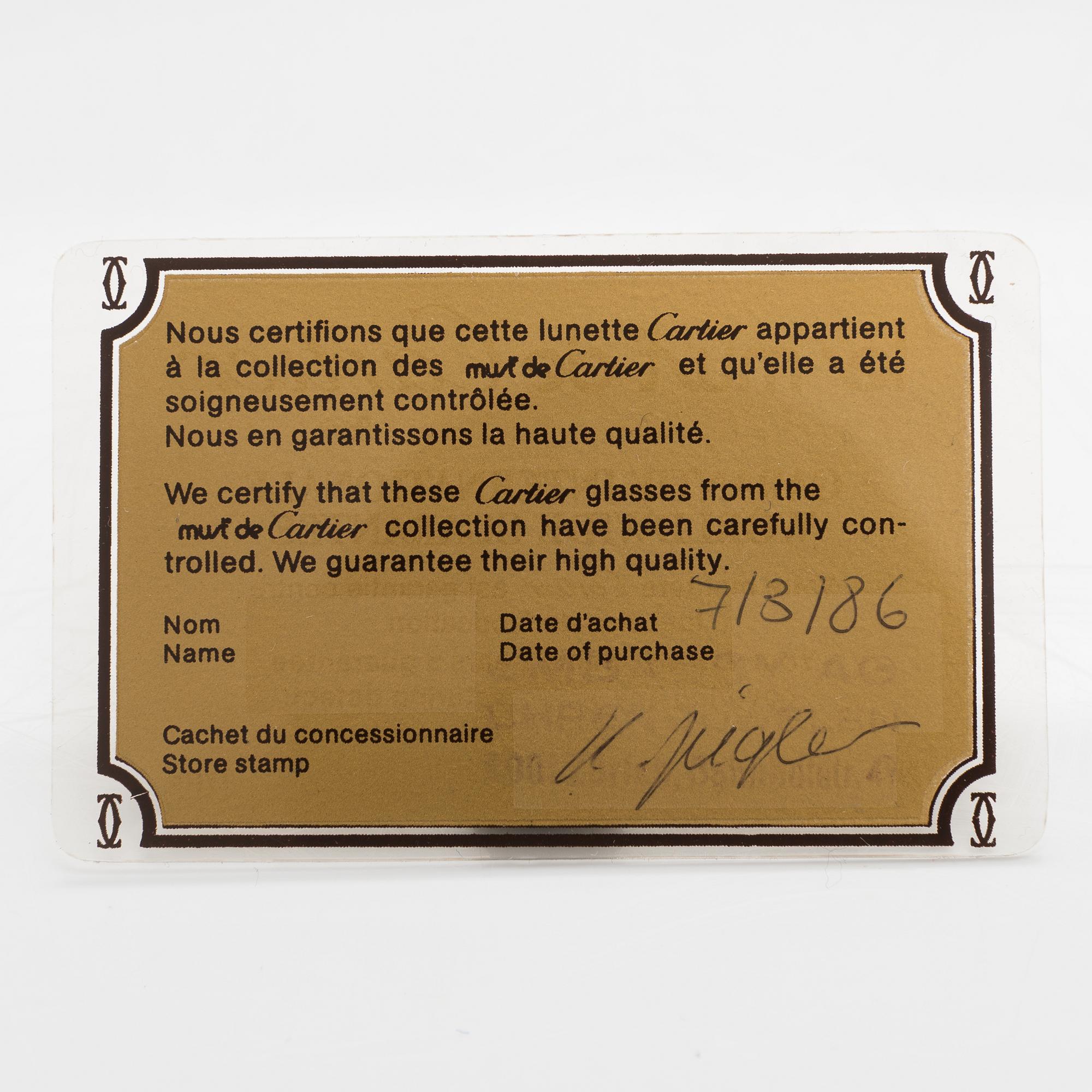 must de Cartier, Santos, Glasögonbågar. Märkta Cartier, Paris, Made in France 135, 54, 16.