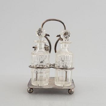 A silver-plate cruet-set, Shefflied, England, first half of the 20th century.