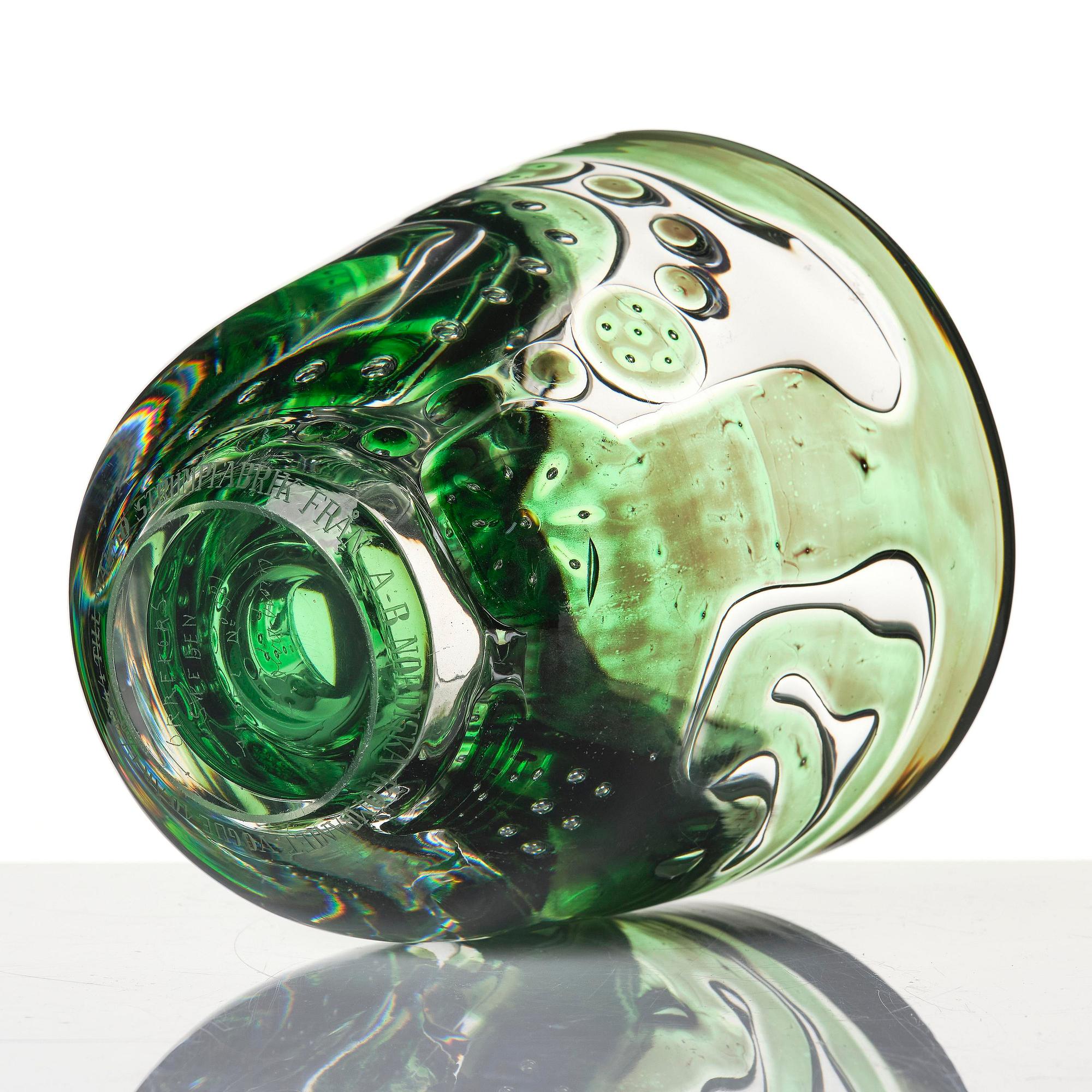 Edvin Öhrström, a "Flickan och duvan" (The Girl and the Dove) ariel glass vase, Orrefors 1944, no 281.