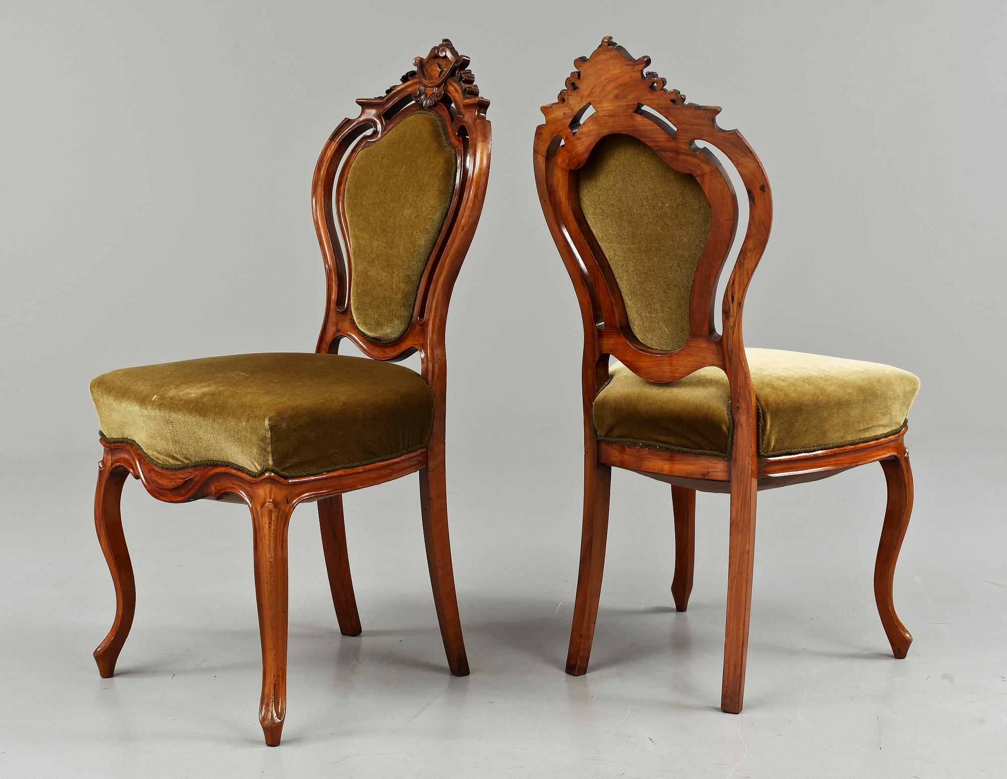 SOFFA samt STOLAR, 4 st, nyrokoko, 1800-talets slut.