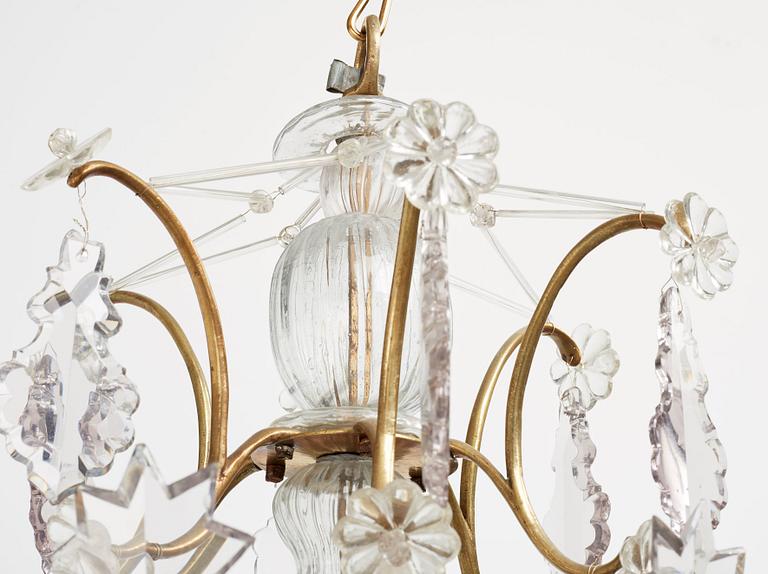 A Swedish Rococo 18th century six-light chandelier.