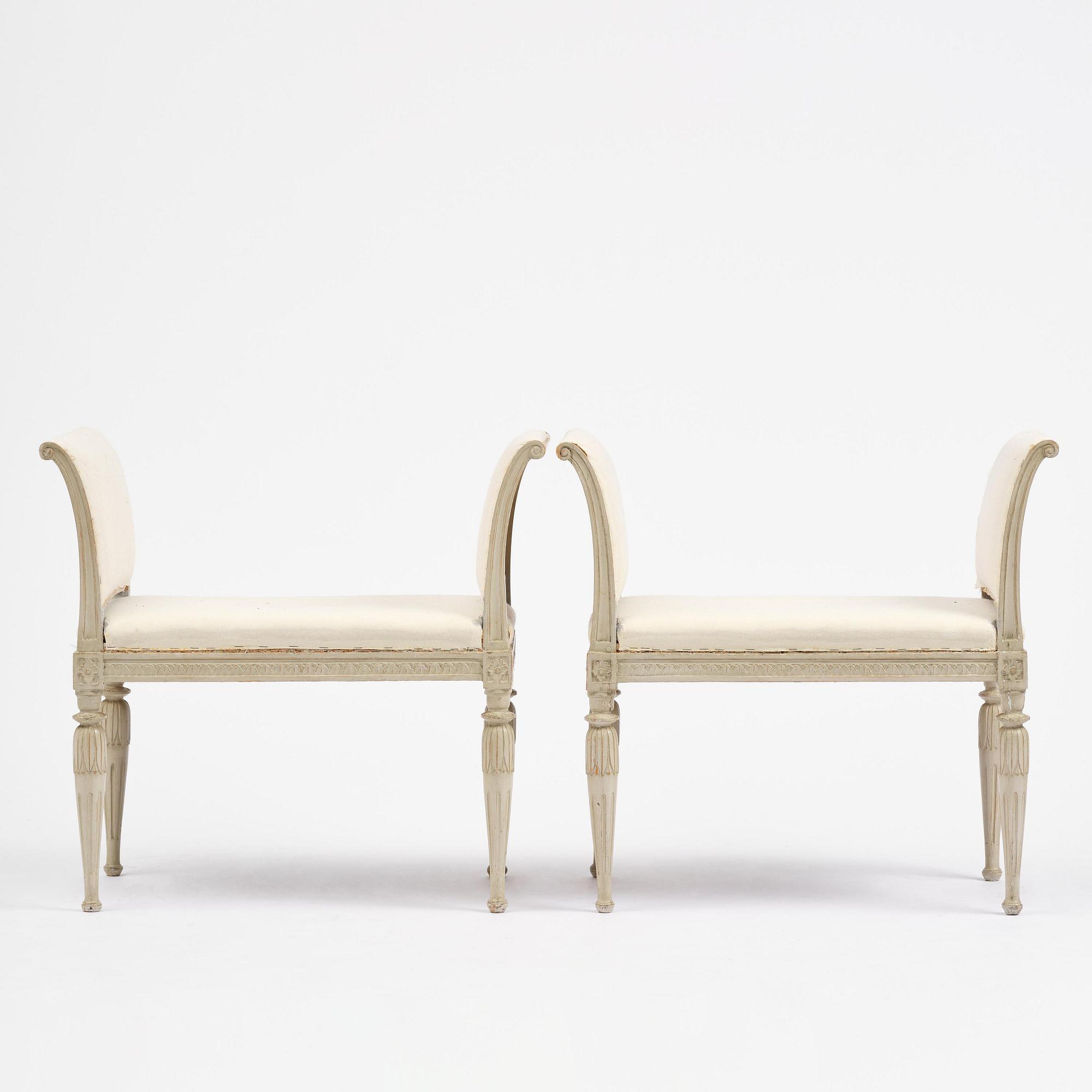 A pair of late Gustavian stools by C. J. Wadström (master in Stockholm 1788-1816).