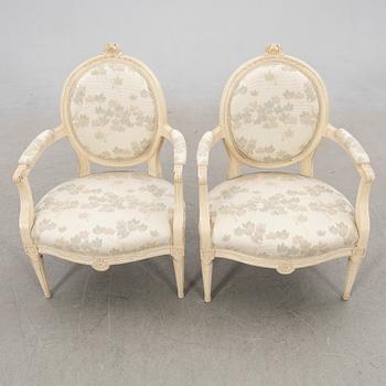 Armchairs, a pair, Gustavian style, 20th century.