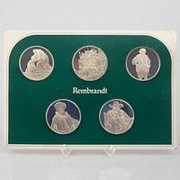Collector's medals, 50 pcs, sterling silver, "Rembrandt i silver", Franklin Mint AB.
